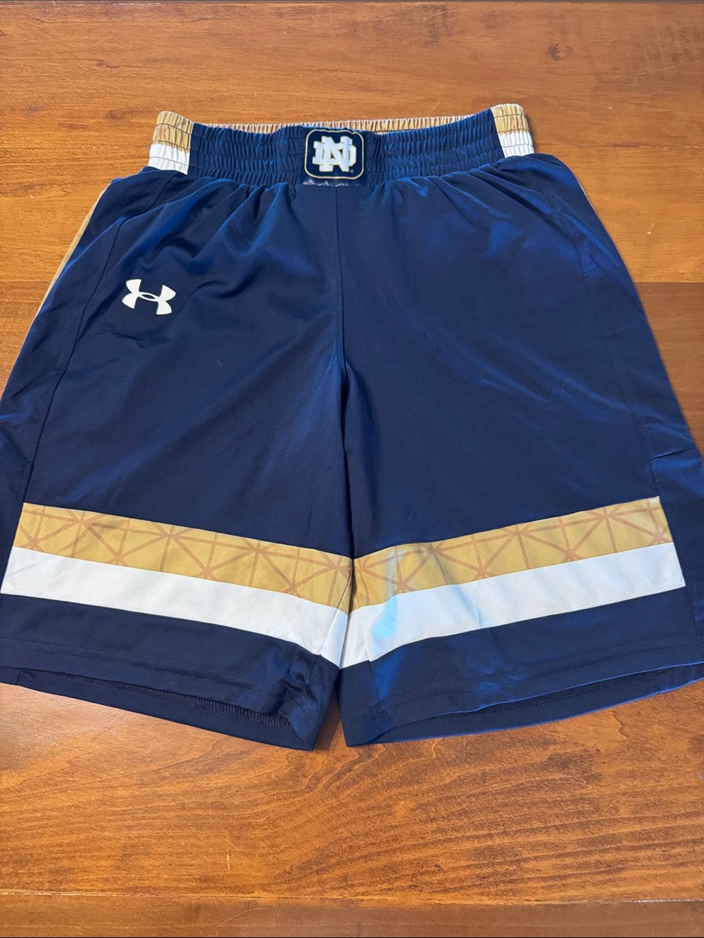 Under Armour Navy and Gold Notre Dame Kids' Athletic Shorts